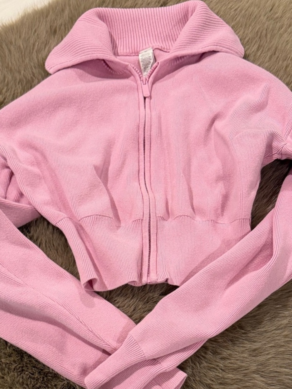 ALO Yoga Pink Ribbed sweet pink Half-Zip Collar Sweater